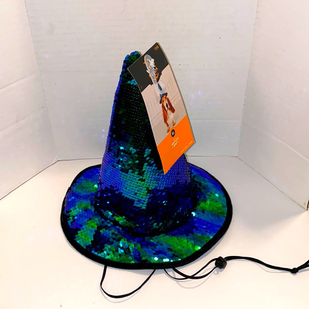 New Halloween Sequined Witch’s Hat for Dogs XL
